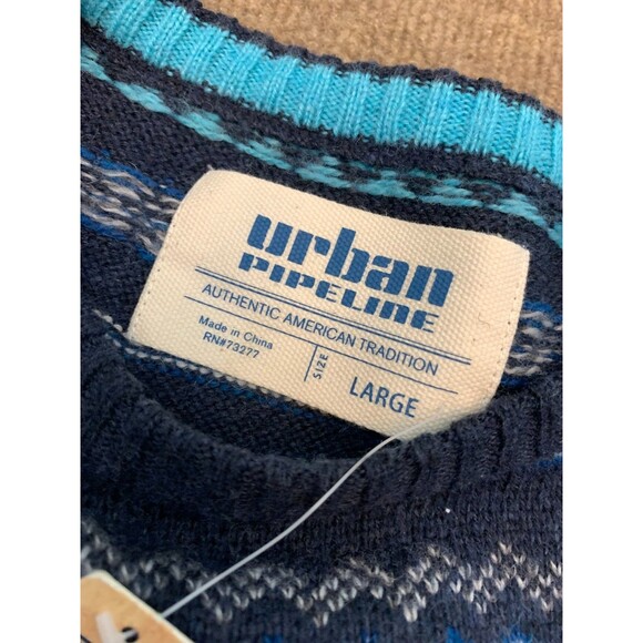 Urban Pipeline Sweater Mens L Long Sleeve Fair Isle Wool Blend Crew Neck - Picture 6 of 8